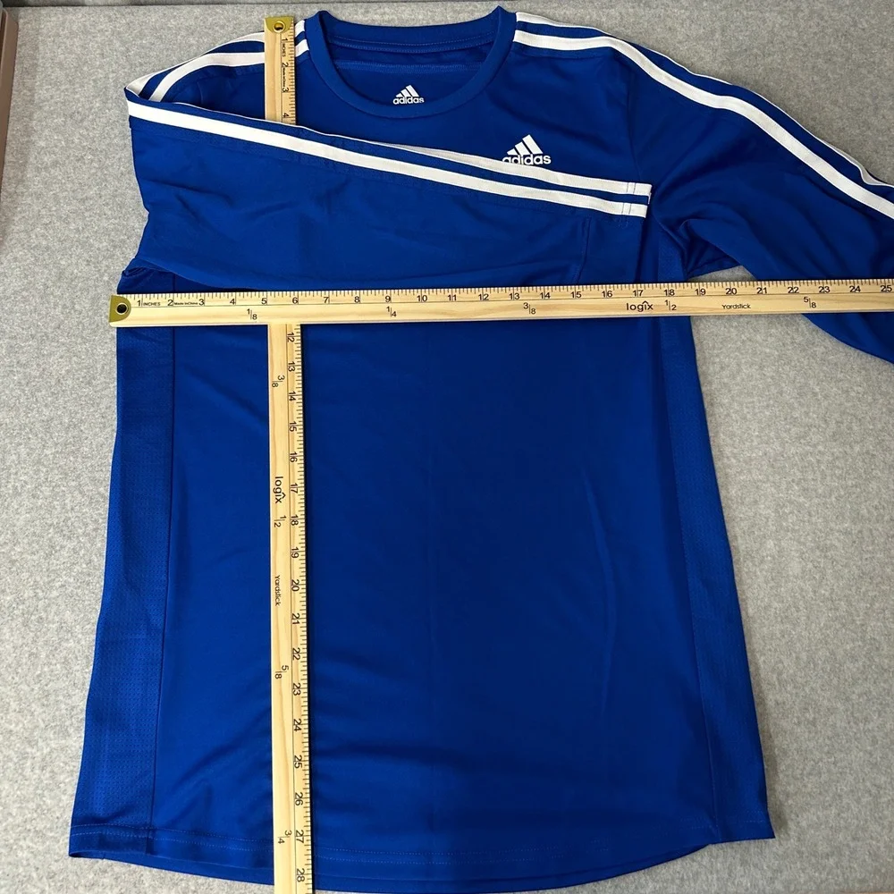 Adidas Royal Blue Climalite 3 Stripe Long Sleeve‎ Athletic Shirt Boys XL 18/20